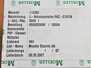 Eaton FAZ-C16/3N – Leitungsschutzschalter -OVP/unused-