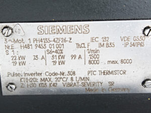 SIEMENS 1PH4135-4ZF26-Z +Z: H30 K03 K42 Pulse Inverter
