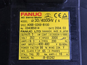 FANUC Alpha 30/4000HV A06B-0269-B100 is – 3.000 rpm – 5,5 kW