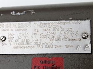 SIEMENS 1FT5062-0AC01-Z + 1FU1050-6BC + Bremse/Brake – 2.000 rpm