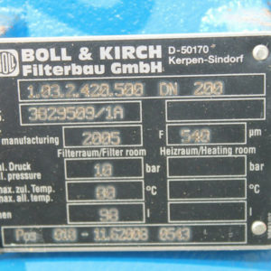 BOLL & KIRCH 1.03.2.420.500 DN 200 Einfachfilter – Simplex Filter -unused-