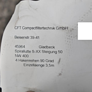 CFT Compaktfiltertechnik Spirallutte S-XX Steigung 50/NW 400/3,5 m -unused-
