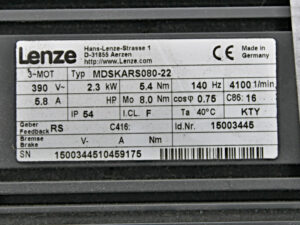 LENZE MDSKARS080-22 – Servo-Synchronmotor -unused-