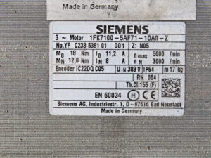 SIEMENS 1FK7200-5AF71-1DA0-Z Z=N05- + IC22DQC05 Encoder