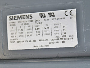 SIEMENS 1PH7167-2ED03-0BK3 + Encoder F02 2048 S/R  + Temp-Sensor KTY 84-130