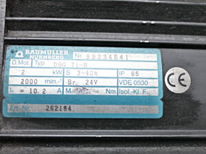 BAUMÜLLER DSG 71-B – 2 kW – 2000 rpm Servomotor  10,2 A