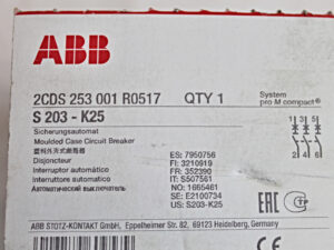 ABB S203-K25 2CDS 253 001 R0517 QTY 1 Sicherungsautomat -unused-