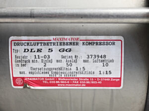 MAXIMATOR DLE 5 GG – druckluftbetriebener Kompressor ohne Antriebsteil