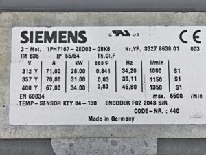 Siemens 1PH7167-2ED03-0BK6 + Encoder F02 2048 S/R + Wellenaufsatz