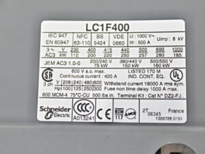 SCHNEIDER LC1F400  – Leistungsschütz / Power contactor -used-