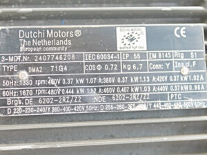 Dutchi Motors DMA2 71G4 Dreiphasenmotor 0,37 kW -used-