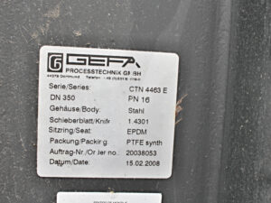 GEFA CTN 4463 E DN350 PN16 Plattenschieber / Knife gate valve