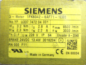 SIEMENS 1FK6042-6AF71-1EB0 Synchronservomotor -unused-