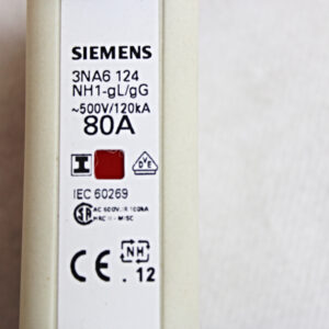 2x Siemens 3NA6124 NH-Sicherungseinsatz NH1 500VAC 80A -unused-