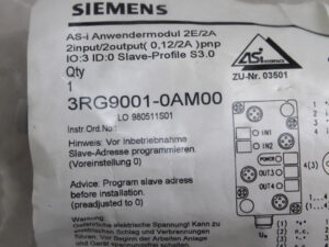 Siemens 3RG9001-0AM00 AS-Interface -OVP/sealed- -unused-