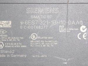 SIEMENS 6ES7321-1BH10-0AA0 SIMATIC S7-300 – E: 02-Klappe fehl -used-