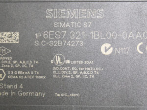 SIEMENS 6ES7321-1BL00-0AA0 SIMATIC S7-300 – E: 04 – Klappe abgebrochen -used-