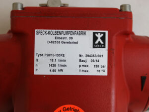 Speck P20/18-130RE Triplex High Pressure Plunger Pump -OVP/unused-