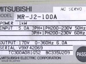 Mitsubishi MR-J2-100A Servoantrieb -refurbished-