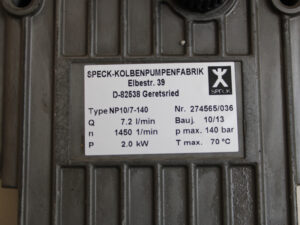Speck NP10/7-140 Triplex High Pressure Plunger Pump -OVP/unused-