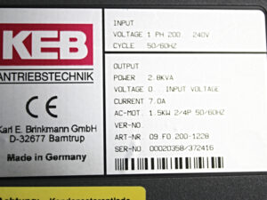 KEB 09.FO.200-1228 Frequenzumrichter 1,5 kW -refurbished-