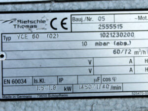 RIETSCHLE VCE 60 (02) Vakuumpumpe Druckanzeige Glas gebrochen -used-