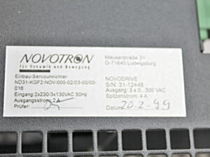 NOVOTRON ND31-KGF2-NOC-000-02/03-00/00 Servoumrichter -used-