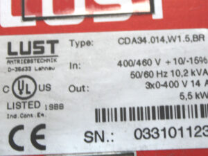 LUST CDA34.014,W1.5,BR Frequenzumrichter 5,5 kW -used-