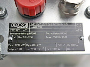 HAWE Kompaktaggregat MP12-Z 1.0/B5-B1/135-0-11D-WG230 -unused-