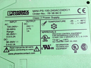 PHOENIX CONTACT MINI-PS-100-240AC/24DC/1 2938840 Power Supply -used-