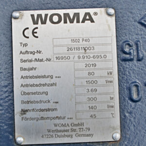 WOMA High Pressure Plunger Pump Type 1502 -used-