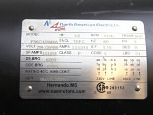 North American Elecric F56C1/2M4A AC Motor -unused-