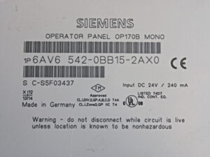 SIEMENS 6AV6542-0BB15-2AX0 Operator Panel -used-