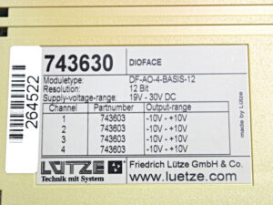 LÜTZE DF-AO-4-BASIS-12 743630 BUS DIOFACE Modul-used-