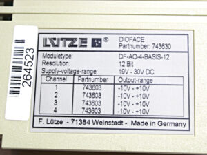 LÜTZE DF-AO-4-BASIS-12 743630 BUS DIOFACE Modul Cover broken-used-
