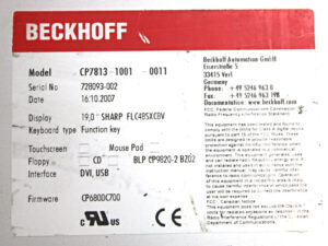 BECKHOFF CP7813-1001-0011 Baujahr 2007 Control Panel -used-