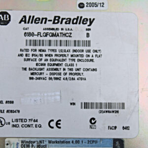 ALLEN-BRADLEY 6180-FLGFGMATHCZ Interface Panel -used-