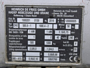 HADEF CH2 500.8-1 1000.4-2 Kettenzug 500kg -used-