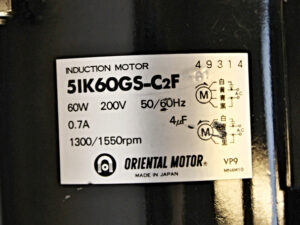 Oriental Motor 5IK60GS-C2F Induction motor + 5GS15K  GEAR HEAD -used-
