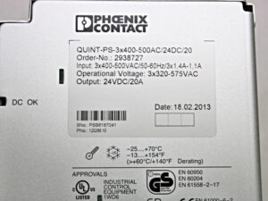 Phoenix QUINT-PS-3×400-500AC/24DC/20 2938727 Netzteil -OVP/unused-