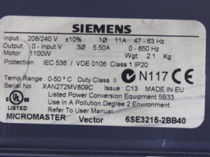 Siemens Micromaster Vector 6SE3215-2BB40 -used-