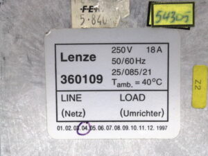 Lenze 360109 18A 250V Leitungsfilter – used –