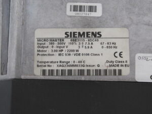 Siemens 6SE3115-8DC40 Frequenzumrichter -used-