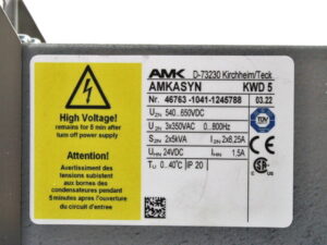 AMK AMKASYN KWD5 / 03.22 / 46763 / 540-650VDC / 2x5kVA Servomotor – OVP/unused –