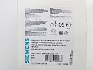 Siemens 3LD2504-OTK53 Haupt-/NOT-AUS-Schalter -unused/OVP-