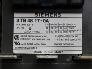 SIEMENS 3 TB 48 17 – 0A VDE 0660 SZ 14 Überspannungsbegrenzer/Leistungsschütz -unused-