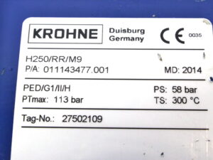Krohne H250/RR/M9 58 bar Durchflussmessgerät + CH.454140-1.4404/316L – used –