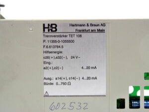 H&B Hartmann & Braun TET 106 F.6.613784.5 Trennverstärker – used –