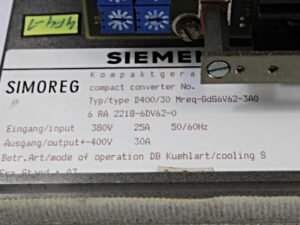 SIEMENS SIMOREG D400/30 Mreq-GdG6V62-3A0 – 6RA2218-6DV62-0 K-STROMRICHTERGERAET -used-