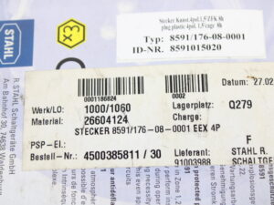 Stahl 8591/176-08-0001 8591015020 Stecker -unused/sealed-